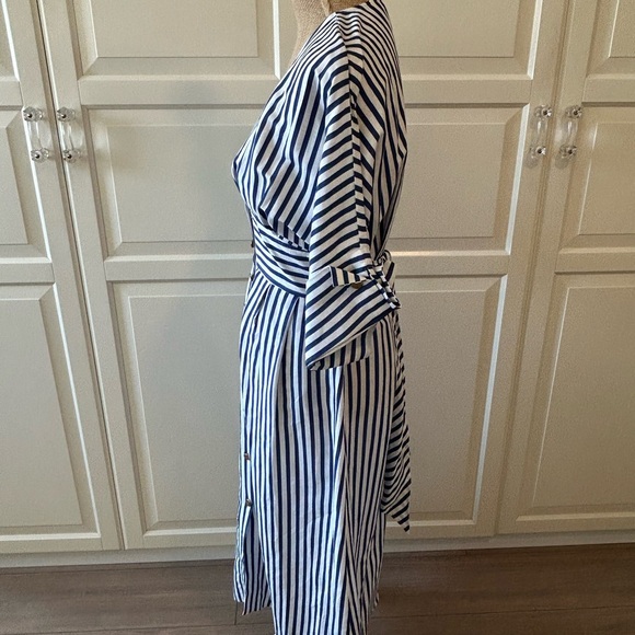 Zara Linen-blend Blue & White Stripe Dress Size M - Picture 2 of 6